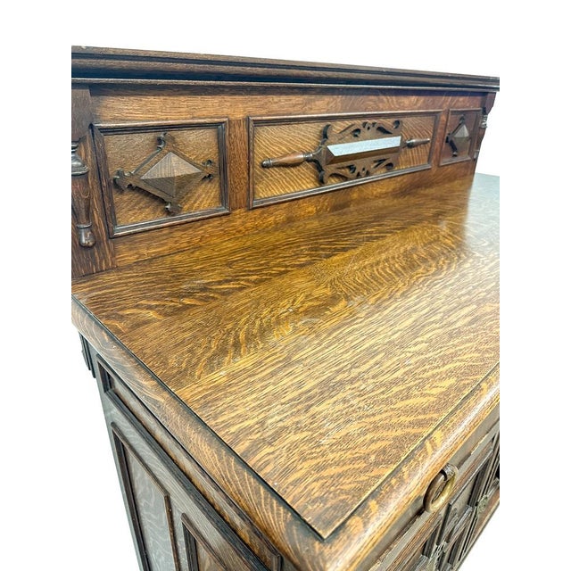 Arts & Crafts Quarter Sawn Oak Sideboard, 1890s For Sale - Image 10 of 12