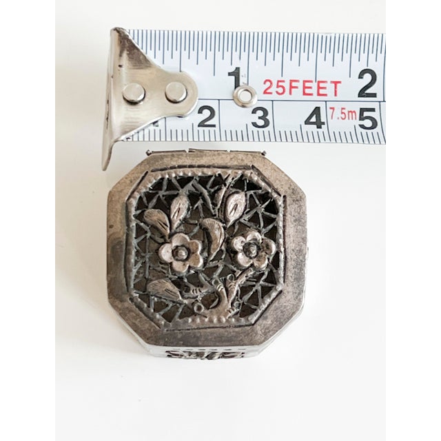 1940s 1940s Charming Metal Filigree Pillbox For Sale - Image 5 of 7
