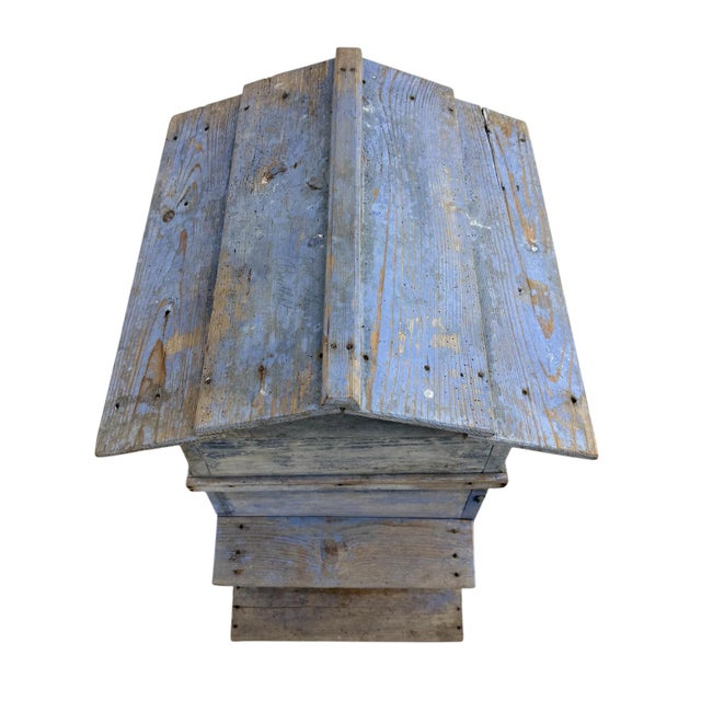 Wood Antique French Blue Wooden Beehive, 1890s For Sale - Image 7 of 15