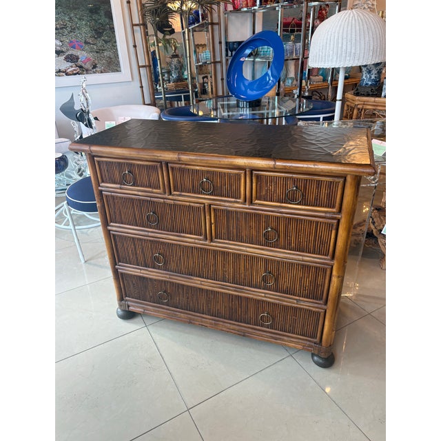 Vintage Baker Milling Road Chest of Drawers Bamboo Pencil Reed Rattan For Sale - Image 10 of 12