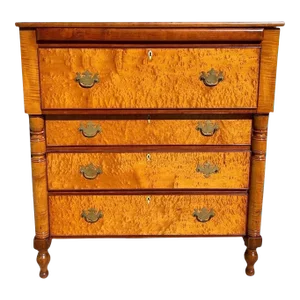 Late 18th Century Antique Federal Bird's Eye Maple & Cherry Southern Chest of Drawers / Dresser
