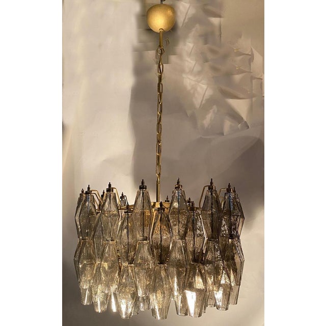 Modern Murano Grey Smoke Poliedri Glass Chandelier, 1990s For Sale - Image 10 of 14