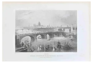 William Henry Bartlett, Bridge, London, Southwark and Blackfriars\., 19th Century, Lithograph