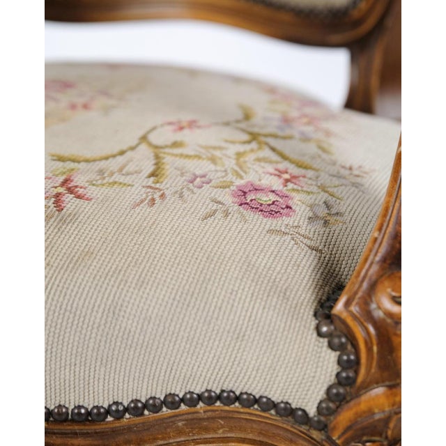 Neo-Rococo Armchair with Curved Legs and Floral Fabric, 1930s For Sale - Image 4 of 11