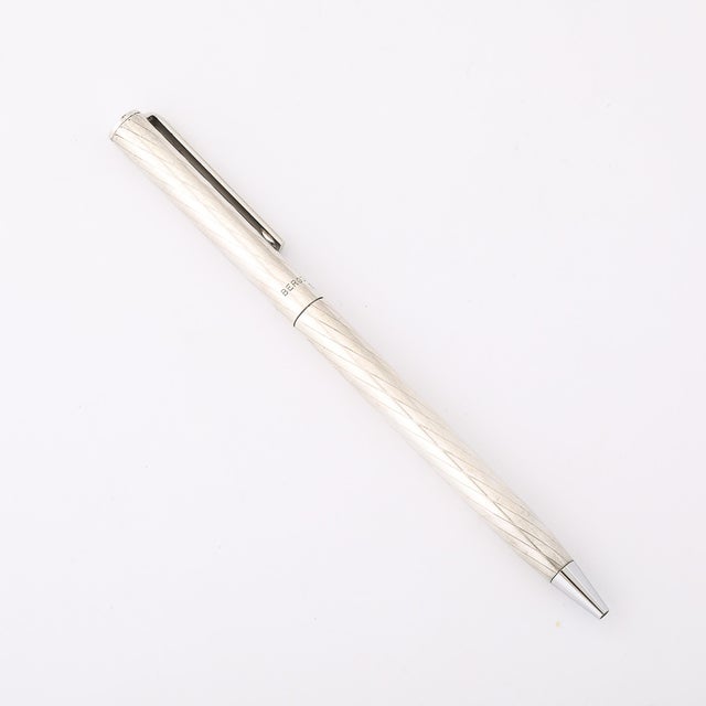 Modern Modernist Twist Opening Sterling Silver Ballpoint Pen Signed Bergdorf Goodman For Sale - Image 3 of 9
