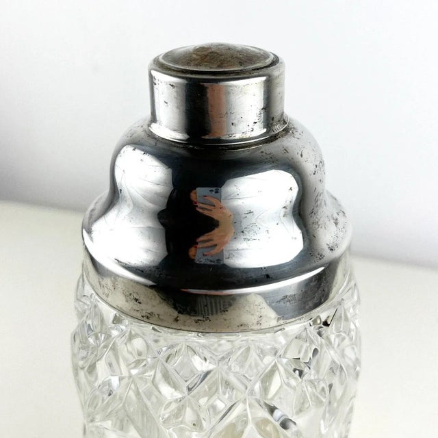 1940s Vintage Italian Crystal and Silver Cocktail Shaker, 1940s For Sale - Image 5 of 11
