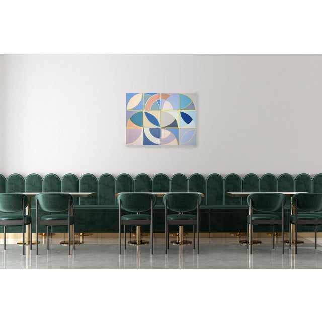 Textile 2026, Geometric Minimalism Painting on Canvas, Art Deco Skyline, Pastel Tones Acrylic by Natalia Roman For Sale - Image 7 of 8