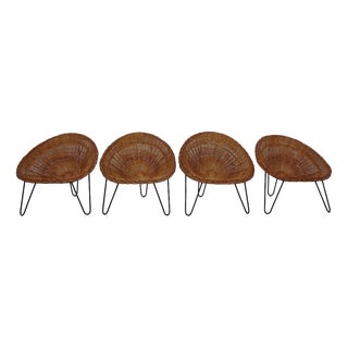 Mid-Century Bamboo Chairs attributed to Janine Abraham and Dirk Jan Rol, France, Set of 4 For Sale