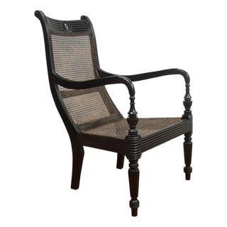 Early 19th Century Ebony Carved Grandfather Shell Mark Chair For Sale