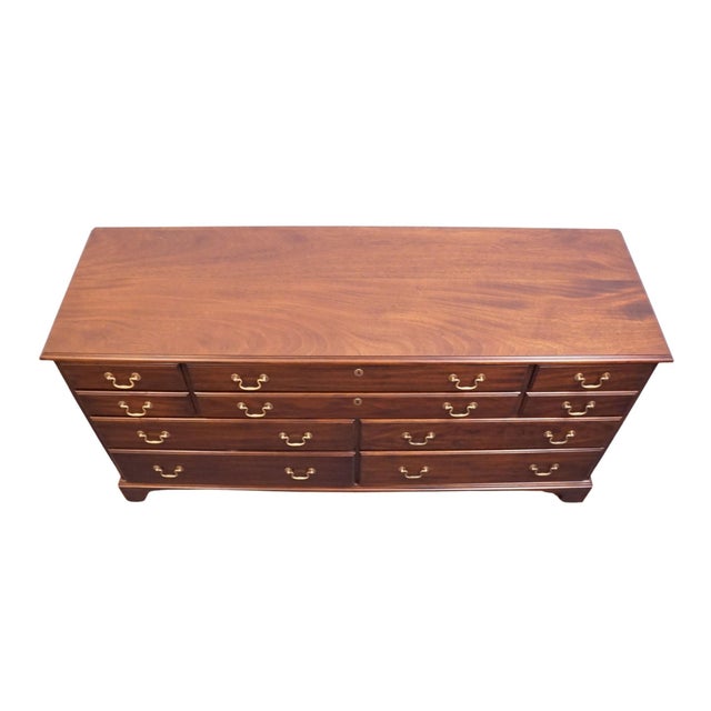 Henkel Harris Virginia Galleries Solid Mahogany Traditional Style 66" Double Dresser 176-840 For Sale - Image 10 of 14