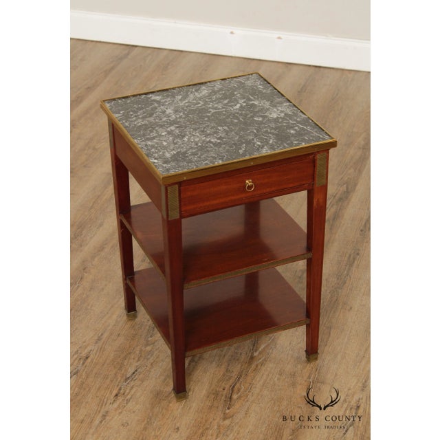 Wood Edward Garratt Directoire Style Mahogany Marble Top Side Table For Sale - Image 7 of 13