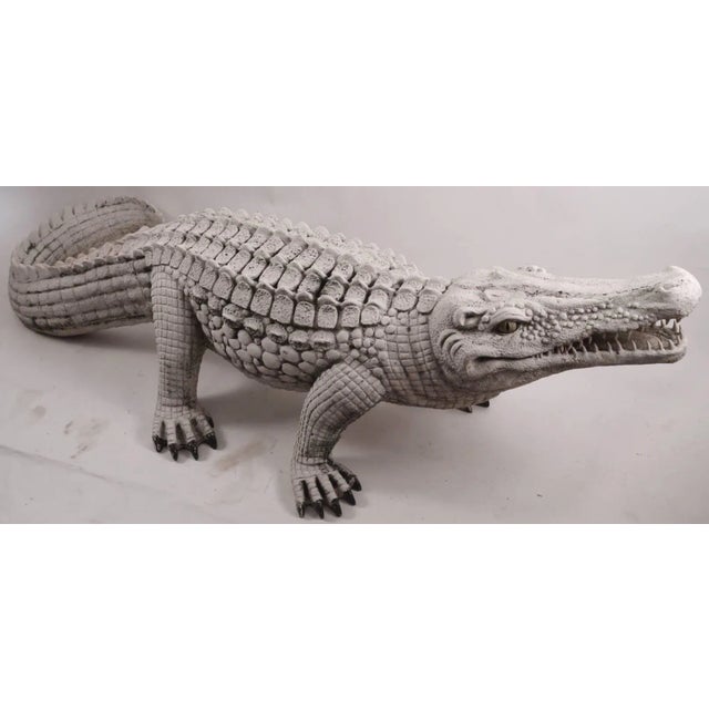 Fiberglass Crocodile in White Paint Surface For Sale - Image 4 of 10