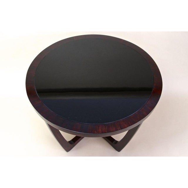 Stunning, early 20th Century Art Deco coffee table from the 1920s, arftully handcrafted in the Czech Republic. This round...