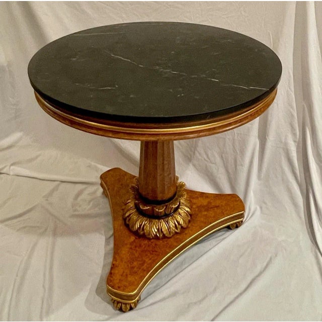 Biedermeier Table Carved Giltwood Marquina Marble Top. Invitinghome. For Sale - Image 4 of 12
