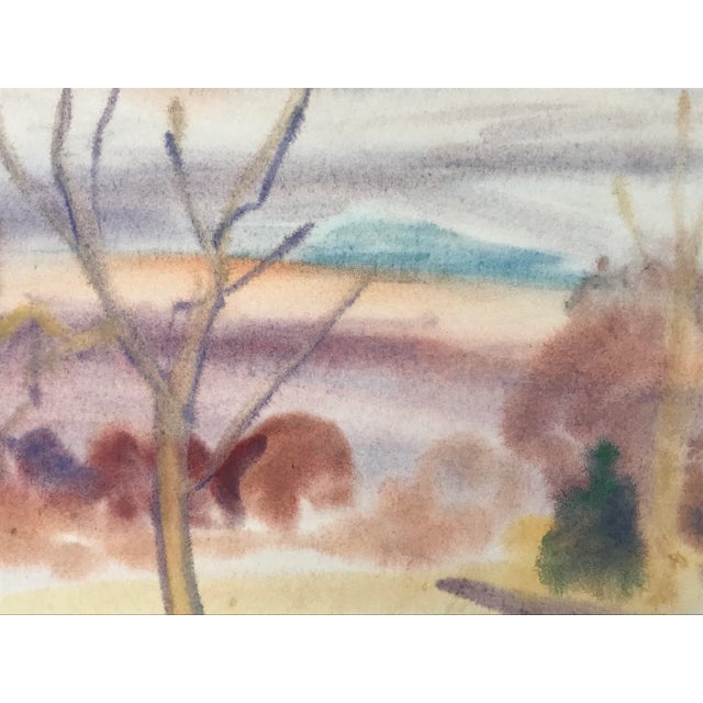 Vintage Mid Century Modern Watercolor Landscape by M. Slenker For Sale - Image 4 of 6