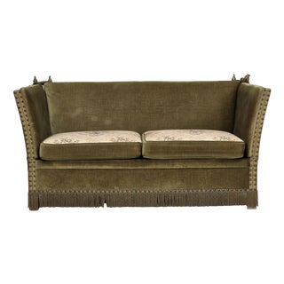 Danish 2-Seater Spanish Drop Arm Sofa in Furniture Velour, 1970s For Sale