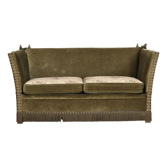Danish 2-Seater Spanish Drop Arm Sofa in Furniture Velour, 1970s For Sale