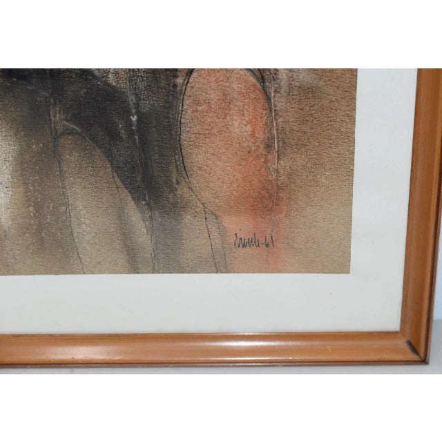 Mid Century Modern "Family Group" Mixed Media Painting C.1961 For Sale - Image 4 of 11