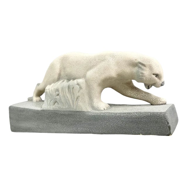 Large Art Deco Ceramic Panther, 1930s For Sale