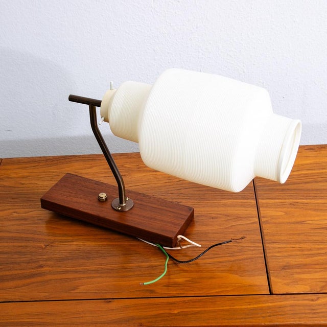 Wood 1960s Mid Century Modern Wall Sconce Lamp Lighting Walnut Brass White Shade Denmark Nm For Sale - Image 7 of 12