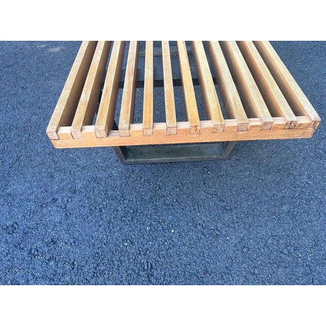 Tan George Nelson for Howard Miller Extra Long Slat Bench For Sale - Image 8 of 18