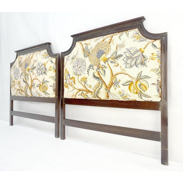 Pair of Very Fine Cerused Mahogany New Upholstery Twin Size Headboards Beds MINT For Sale - Image 6 of 18