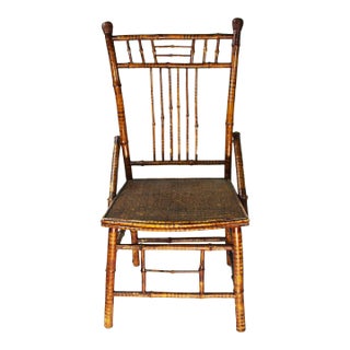 1920s Antique Regency Bamboo Faux Painted Chinoiserie Side Chair For Sale
