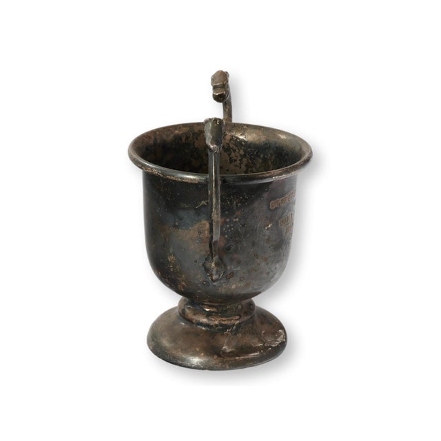 1960s English silverplate trophy cup commemorating a 48-hour world dance record for the Streetly Youth Club in 1968....