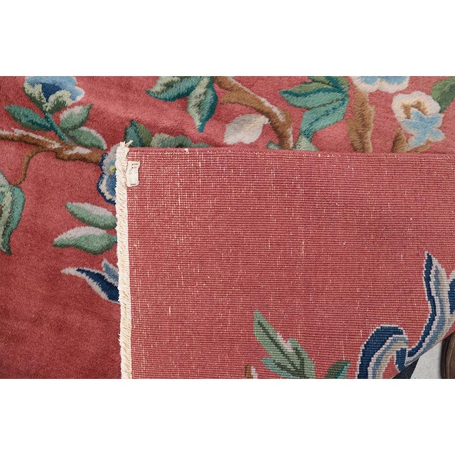 Terra Cotta 9'x12 Vintage Chinese Art Deco Rug | Terra-Cotta Red Wool Rug For Sale - Image 8 of 9