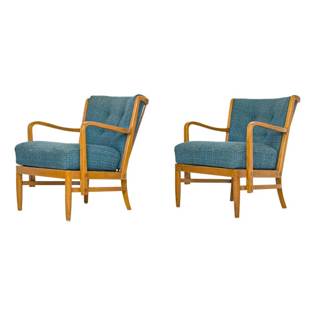 Lounge Chairs in Elm by Otto Schulz for Boet, Sweden, 1930s, Set of 2 For Sale