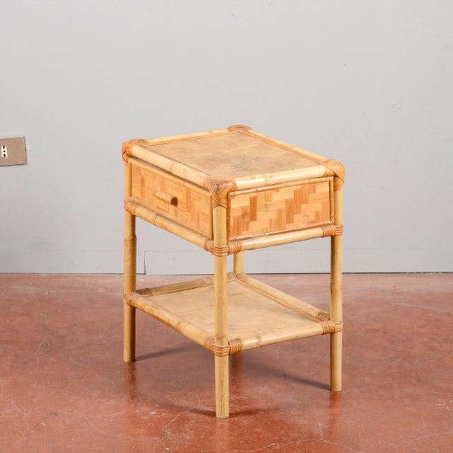 Vintage Bamboo Bedside Table, 1970s For Sale - Image 6 of 9