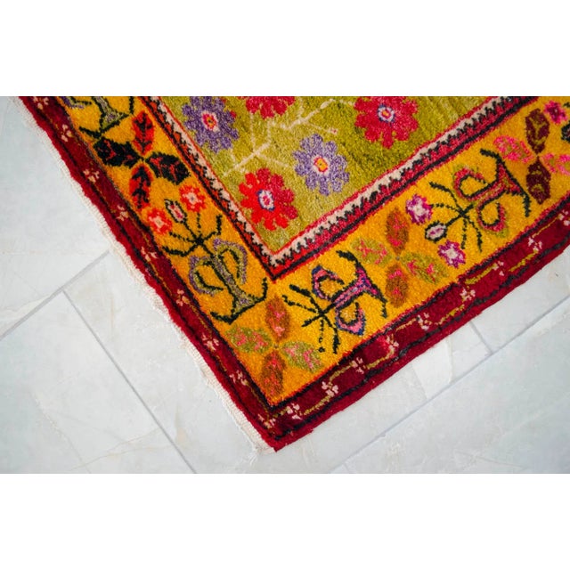 1970s Vintage Hand Knotted Colorful Turkish Rug For Sale - Image 10 of 11