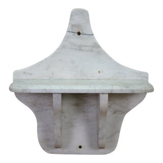 Antique Victorian White Carrara Marble Bathroom Wall Sconce Shelf 15" For Sale