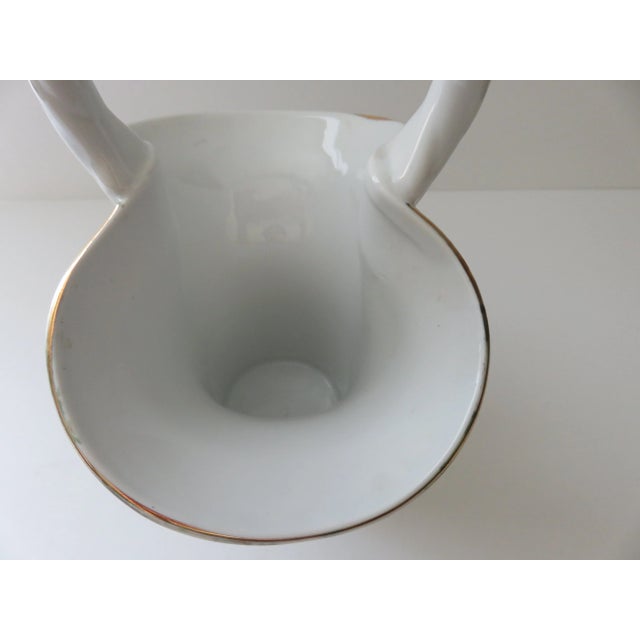 Ceramic Late 20th Century Formalities Baum Brothers Basket Vase White Flowers For Sale - Image 7 of 10