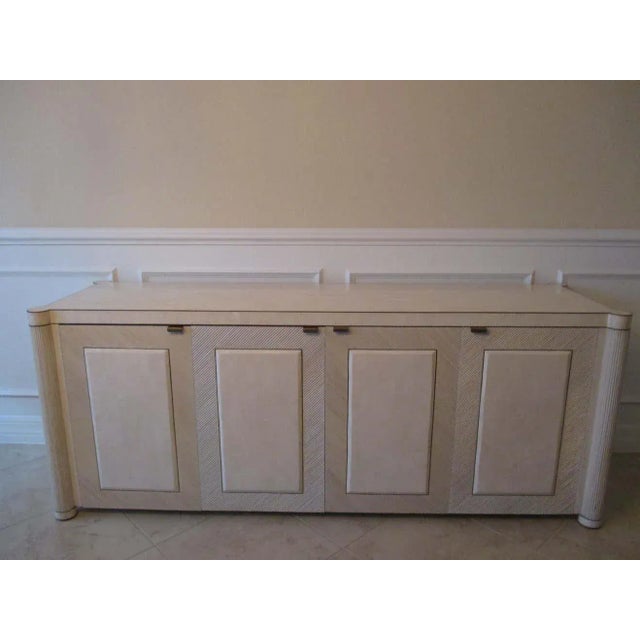 Mid 20th Century Vintage Ivory Split Bamboo Sideboard For Sale - Image 5 of 12
