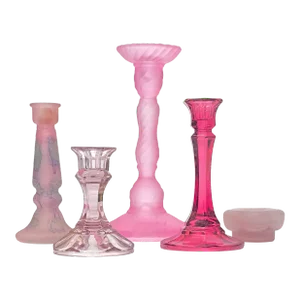 Mid 20th Century Mixed Pink Candle Holder Curation - Group of 5