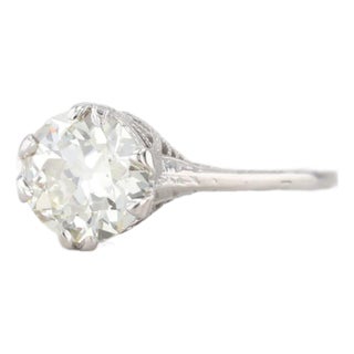 1.23ct Old European Diamond Solitaire Engagement Ring 14k Gold Filigree Size 6.25 For Sale