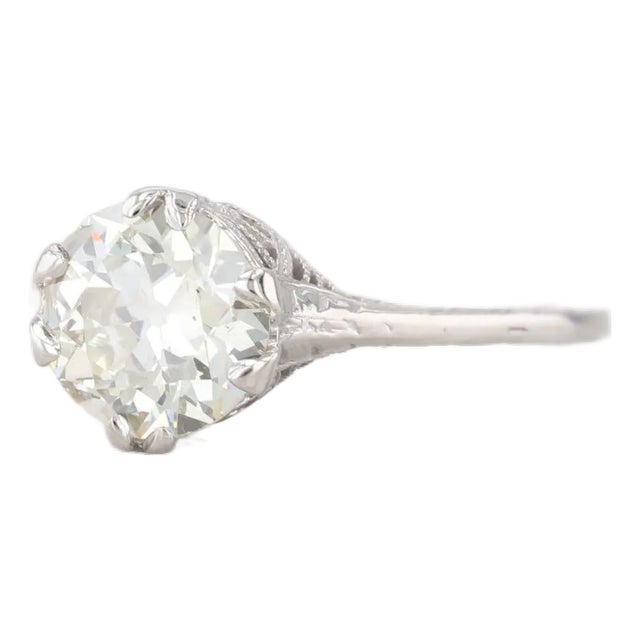 1.23ct Old European Diamond Solitaire Engagement Ring 14k Gold Filigree Size 6.25 For Sale