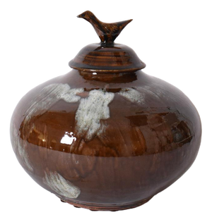 Brejos Brown Ceramic Covered Vase by Barracuda Interiors