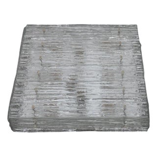 Large Square Iced Textured Glass Flush Mount from Kalmar, 1960s For Sale