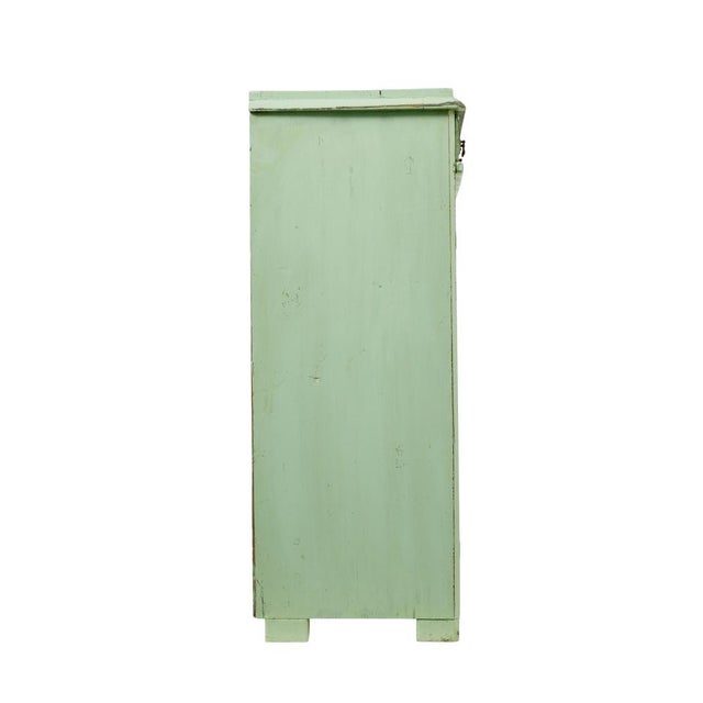 scandinavian 19th century green painted kitchen cupboard circa 1860. good quality rustic made swedish cupboard made from...