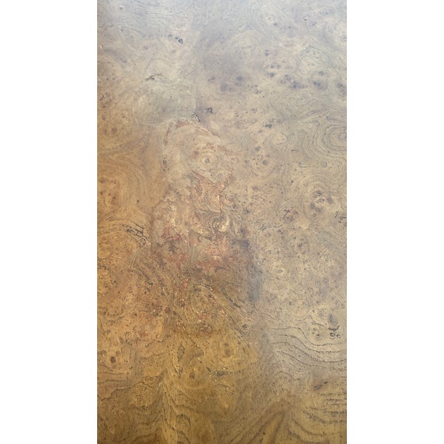 Attributed Mastercraft Neoclassical Burl Wood & Brass Accent Side Table For Sale - Image 13 of 15