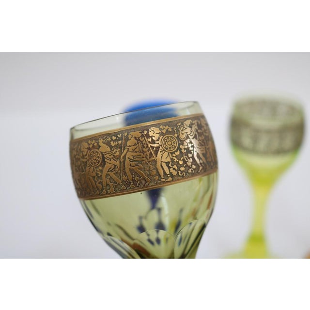 Glass Art Deco Chalices by Ludwig Moser for Karlovy Vary, Former Czechoslovakia, 1920, Set of 5 For Sale - Image 7 of 14