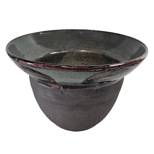 Joseph Hysong Studio Pottery Bowl California Modern Ceramic Organic Vessel 10.25" For Sale - Image 4 of 11