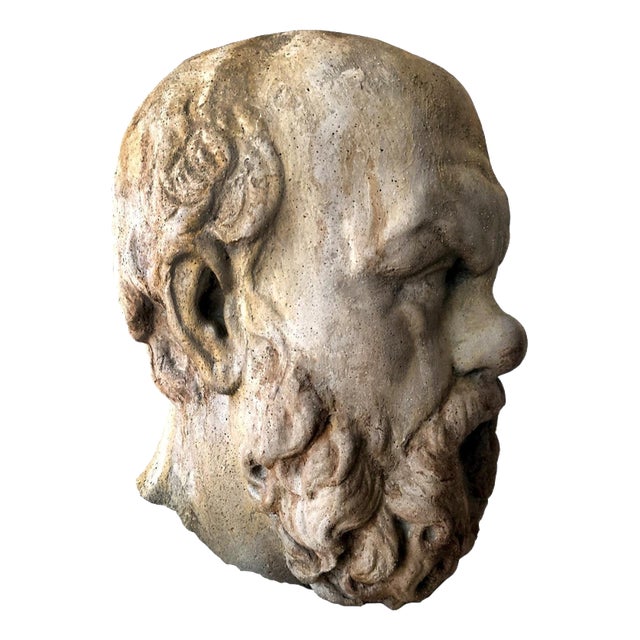 Concrete Head of the Philosopher Socrates from the Herm of Villa Alban 20th Century For Sale