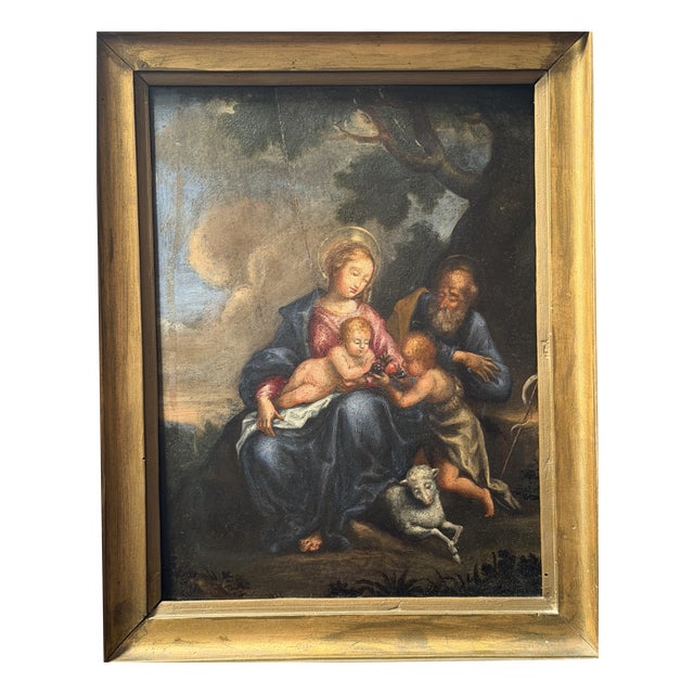 Unkown, Holy Family with the Infant Saint John the Baptist, 1800s, Oil on Panel For Sale