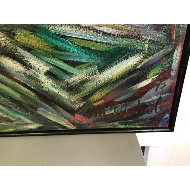 Wood Emerald Symphony Original Abstract Oil Painting by Monique Nichols For Sale - Image 7 of 12