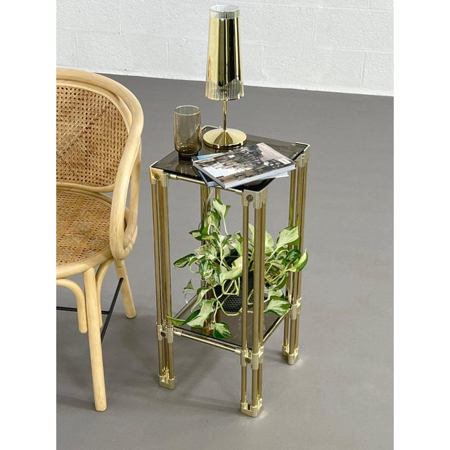 End Table Column in Brass and Glass, 1970s For Sale - Image 3 of 7