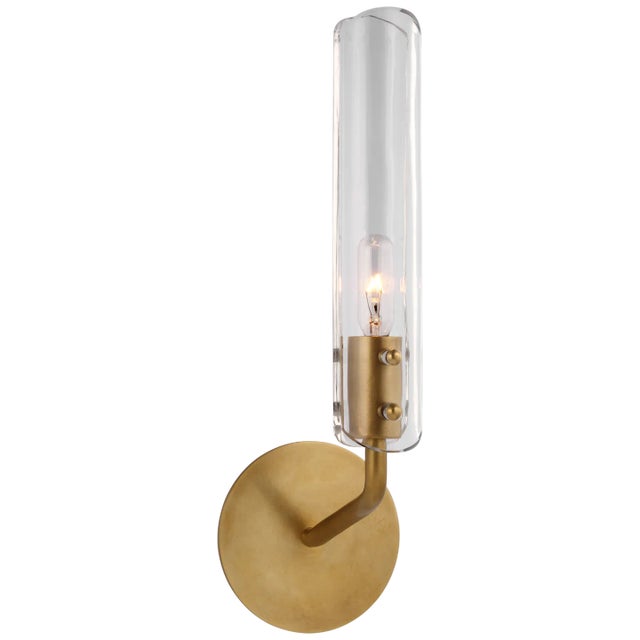 AERIN for Visual Comfort Signature Casoria 14" Single Sconce in Hand-Rubbed Antique Brass with Clear Glass For Sale