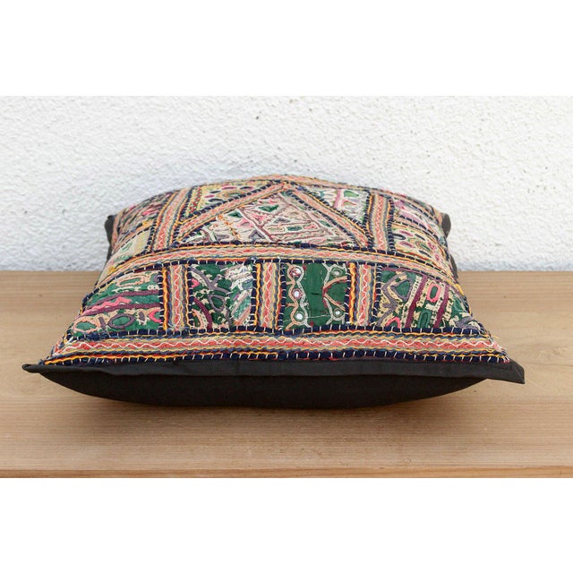 Emerald Patchwork Antique Jaisalmer Pillow For Sale - Image 4 of 6